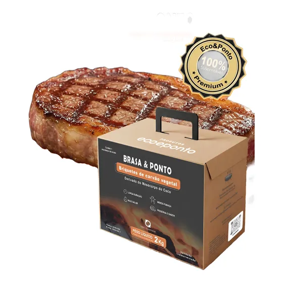 Carvão Ecológico 2kg Briquete Churrasco Sem Fumaça+calor