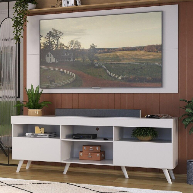 Rack C/ Painel Tv Até 65 Home Sala Retrô Flórida Multimóveis Branco Rack C/ Painel Tv Até 65 Home Sala Retrô Flórida Multimóveis Branco