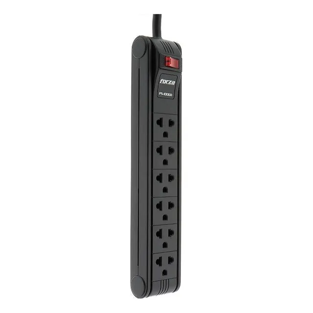Regleta De 6 Tomas Forza  Negro 220v Ps-1006b 03 Mtrs