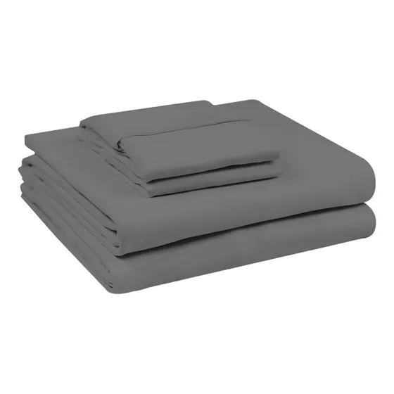 Juego De Sabanas Arcoiris Lisa 300h 100% Algodón King Size Color Gris Diseño De La Tela Liso
