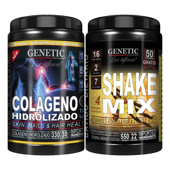 Reemplaza Comidas Shake Mix Colageno Resveratrol Q10 Genetic Sabor Vainilla