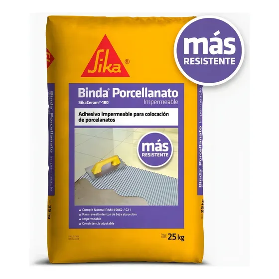 Adhesivo Sika Binda Porcellanato Impermeable 25 Kg | Cuotas sin interés