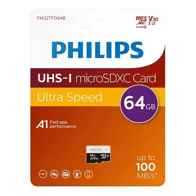 Memoria Philips Micro Sd 64gb Ultra Speed C10 100mb/60s