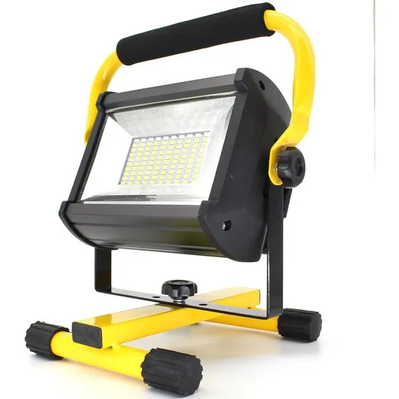 Holofote Portátil Recarregável Marca Lorben 100W com 100 LEDs SMD, 2400 Lúmens, IP65, 3 Níveis de Intensidade e Strobo – Bivolt, Resistente, Ideal Para Emergências, Trilhas e Acampamentos