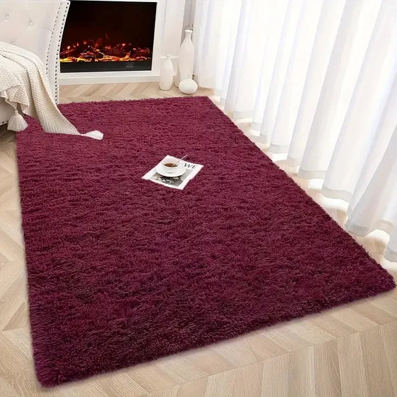 Alfombra De Peluche Decorativa Pelo Largo 160 Antiresbalante