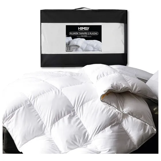 Cubrecama Cobertor 2 Plazas 90% Pluma Pecho Ganso Homely Lux Color Blanco