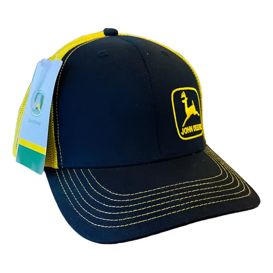 Gorra John Deere Negra Con Malla Amarilla Y Cierre De Plasti
