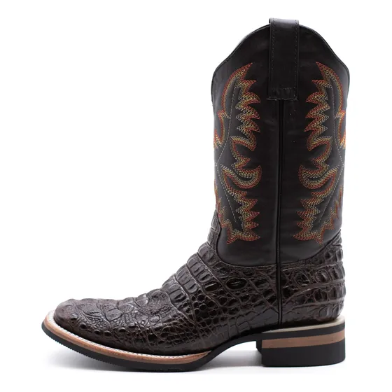 Bota Vaquera Rodeo Piel Original Grabado Nuca Cocodrilo #434