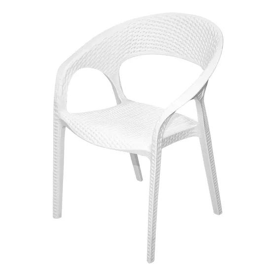 Silla Terraza Ratan Curva Diseño Calidad Color Blanco