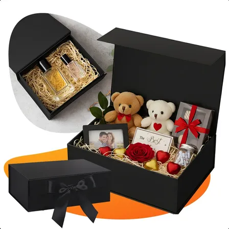 Caixa Presente Dobrável Com Tampa Magnética Acabamento Premium Luxo Com Imã E Fita Cetim Tamanho Grande 33x25x12cm Marca: Smart Tools®