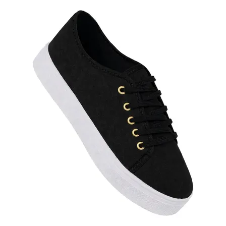 Tênis Feminino Casual Slipon Preto Branco Confortavel Sapato