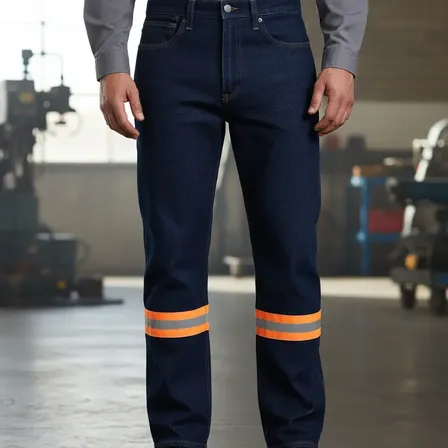 Pantalón De Mezclilla Reflejante Trabajo Industrial Uso Rudo