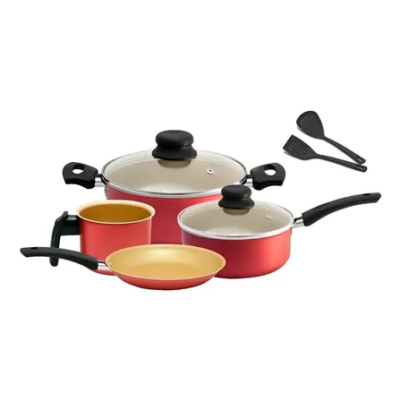 Jogo De Panelas Antiaderente Cereja Arnix 6 Peças Vermelho