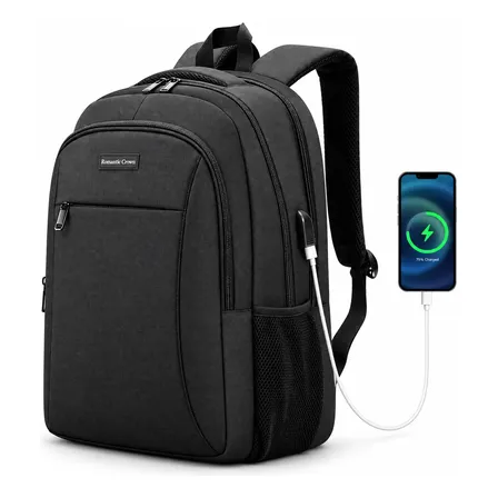Mochila Para Notebook Ejecutiva Grande Impermeable Reforzada Negro Liso