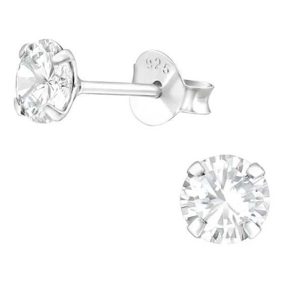Aros Puntos De Luz 5 Mm Circon Brillante Hombre Mujer Plata
