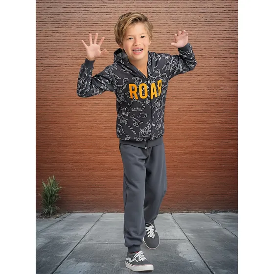 Conjunto Casaco Com Ziper E Calça Roar