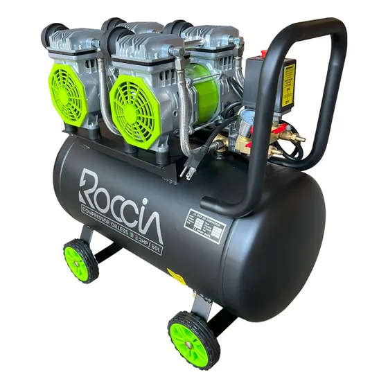 Compresor De Aire 50 Litros 3.2hp Libre De Aceite Roccia