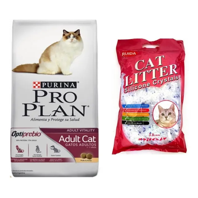 Alimento Pro Plan Gato Adulto 3kg+silica Gel Cat Litter 3.8l