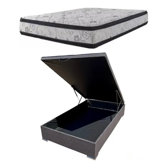Sommier Box Baúl + Colchón Alta Densidad D60 Plaza Y Media