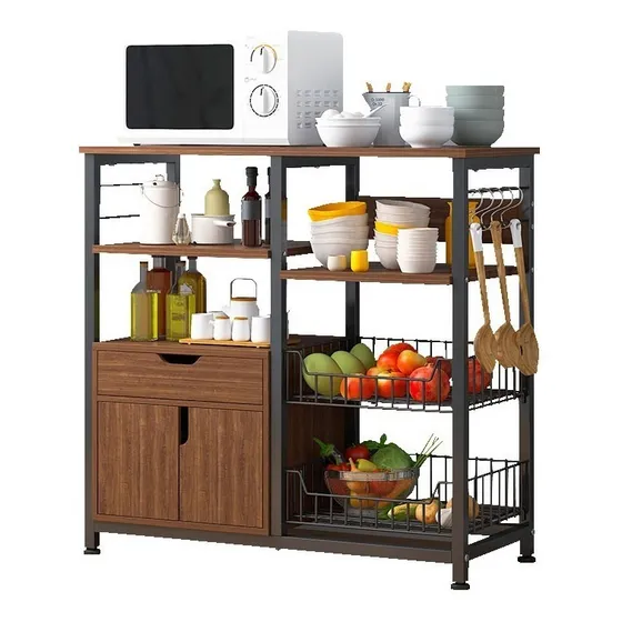 Rack Mueble Multiusos Cocina Hogar Moderno Industrial Arlene Color Marrón