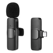 Micrófono Inalámbrico Para Android Lavalier Solapa Usb-c C Negro