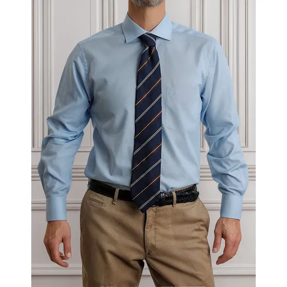 Camisa  Etiqueta Negra Texturada Azul Claro Regular V24-1