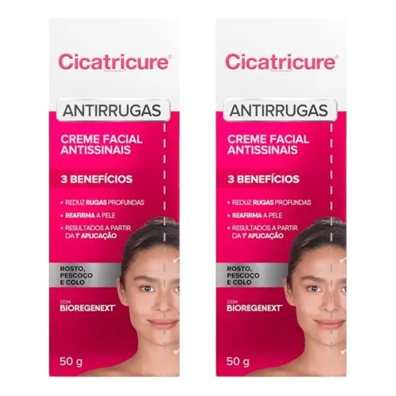 Kit Creme Facial Antissinais Cicatricure Com 2un De 50g Cada