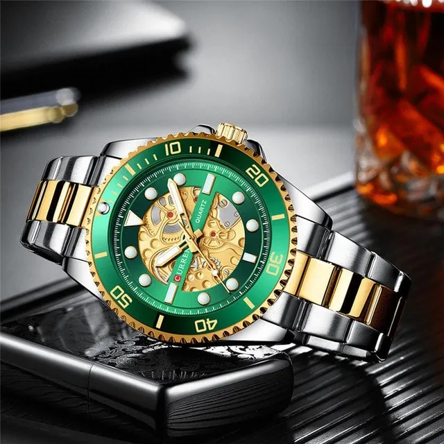 Reloj Curren Plateado Verde Correa Acero Inoxidable