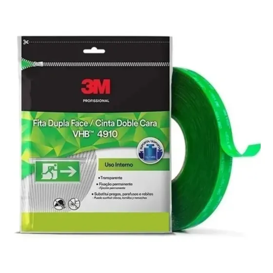 Fita Dupla Face Fixa Forte 3m Vhb 12mmx20m 4910 Cor Verde-escuro