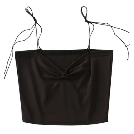 Top Liso Corto Negro Xs Tirantes Ajustables