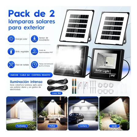 2pz Lámpara Solar Exterior Lámparas De Jardín 4 Modos Ajuste