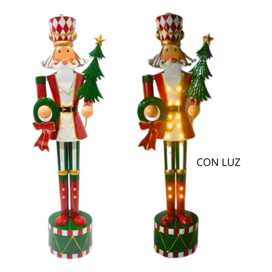 Cascanueces De Metal Con Luz Led Color Rojo/verde 165 Cm
