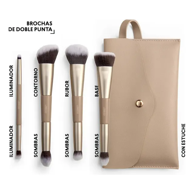 Set De Brochas De Maquillaje Doble Punta Easy Blend Cyzone