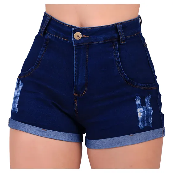 Shorts Jeans Feminino Cintura Alta  Com Lycra Super Moderno!