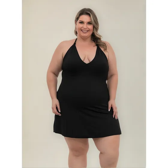Maiô Vestido Bojo Plus Size 2 Em 1 Saia Embutida Moda Praia