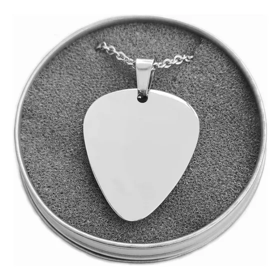 Collar Dije Pua De Acero Quirúrgico Guitarra Bajo Estuche