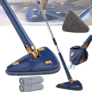 Esfregão Mop 360 Triangular Azul Limpeza Completa Esfregão Mop 360 Triangular Azul Limpeza Completa