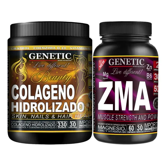 Colágeno Resveratrol Q10 Zma Zinc Magnesio Vitaminas Genetic Sabor Naranja