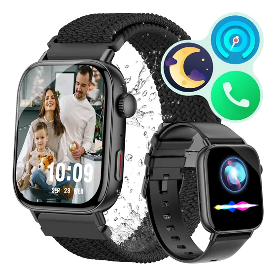 COLMI C8MAX 1.93'' Reloj Inteligente Monitoreo de Estrés y Sueño Llamadas de Voz Lectura de Mensajes Smartwatch Deportivo para hombre y mujer Correas de silicona y magnéticas Carga Inalámbrica. Negra.