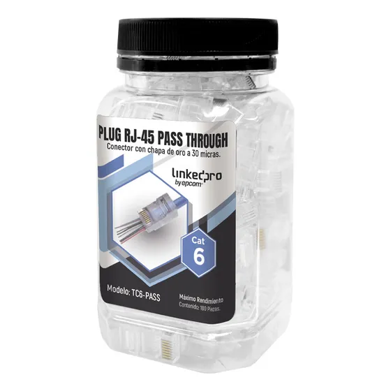 Bote 100pz Plug Pass Linkedpro Through Rj45 Cat6 Tc6-pass