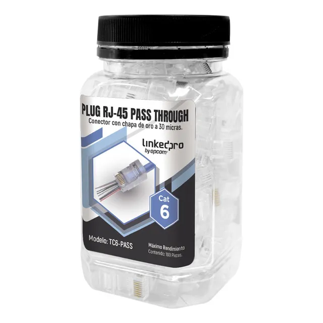 Bote 100pz Plug Pass Linkedpro Through Rj45 Cat6 Tc6-pass