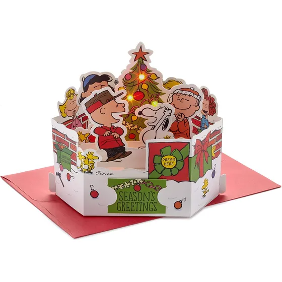 Paper   Peanuts - Tarjeta De Navidad Desplegable Luz Y ...