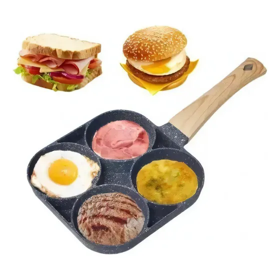 Sarten Antiadherente 4 Puestos Para Huevos Arepas Pancakes Color Negro