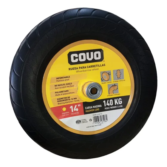 Rueda Para Carretilla Maciza 14 Pulgadas 140 Kg Covo