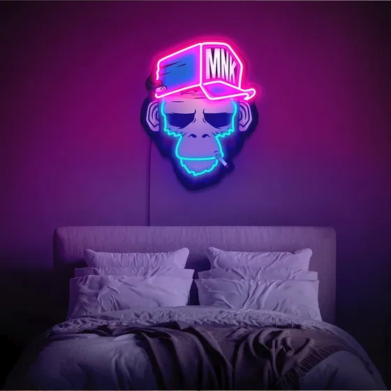 Cuadro Mono Cool Fumando Letrero Luz Led Neón Con Control Color Monkey Smoking