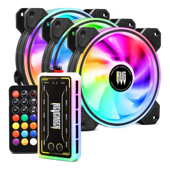 Kit 3 Cooler Fan 120mm Argb Hub E Controladora Ventoinha 12v