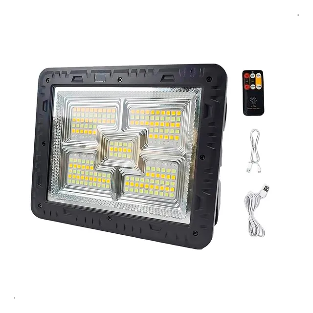 Reflector Solar Cafini 42w Batería 7200mah Control Carcasa Negro Luz Blanco