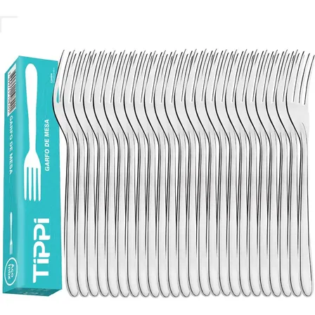 Kit Jogo 24 Peças Garfo De Mesa Aço Inox Faqueiro Jantar Restaurante Buffet Lanchonete Tippi