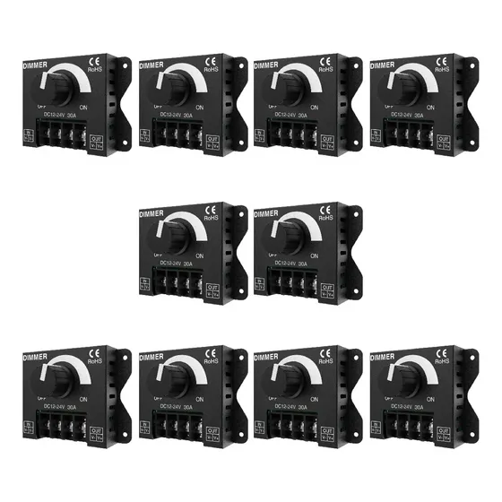 Controlador Dimmer 12v A 24v 30a Regulador Intensidad Pack10 Negro