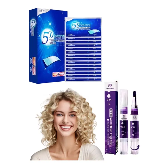 Super Blanqueo Dental Lapiz + 28 Tiras 5d Tratamiento 14 D